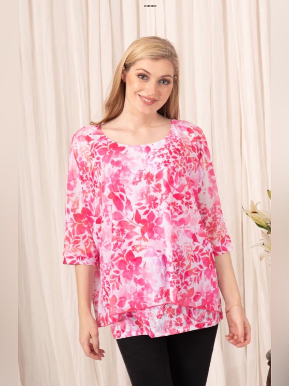 Miss Nikky Double-Layer 3/4 Sleeve Top
